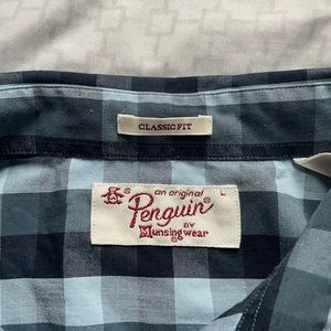 Mens Black and Blue Plaid Button Up